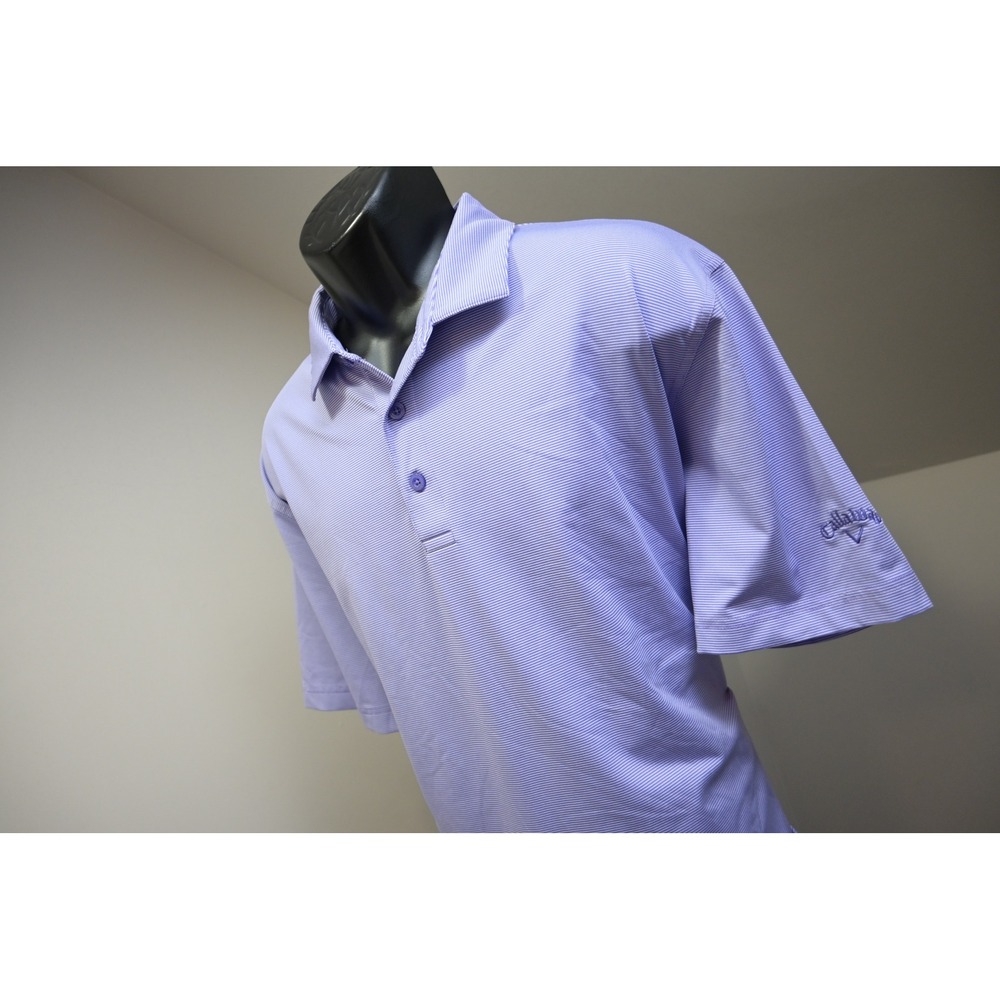 Callaway Polo Shirt Mens XL Purple Striped Opti-Dri Short Sleeve Excellent